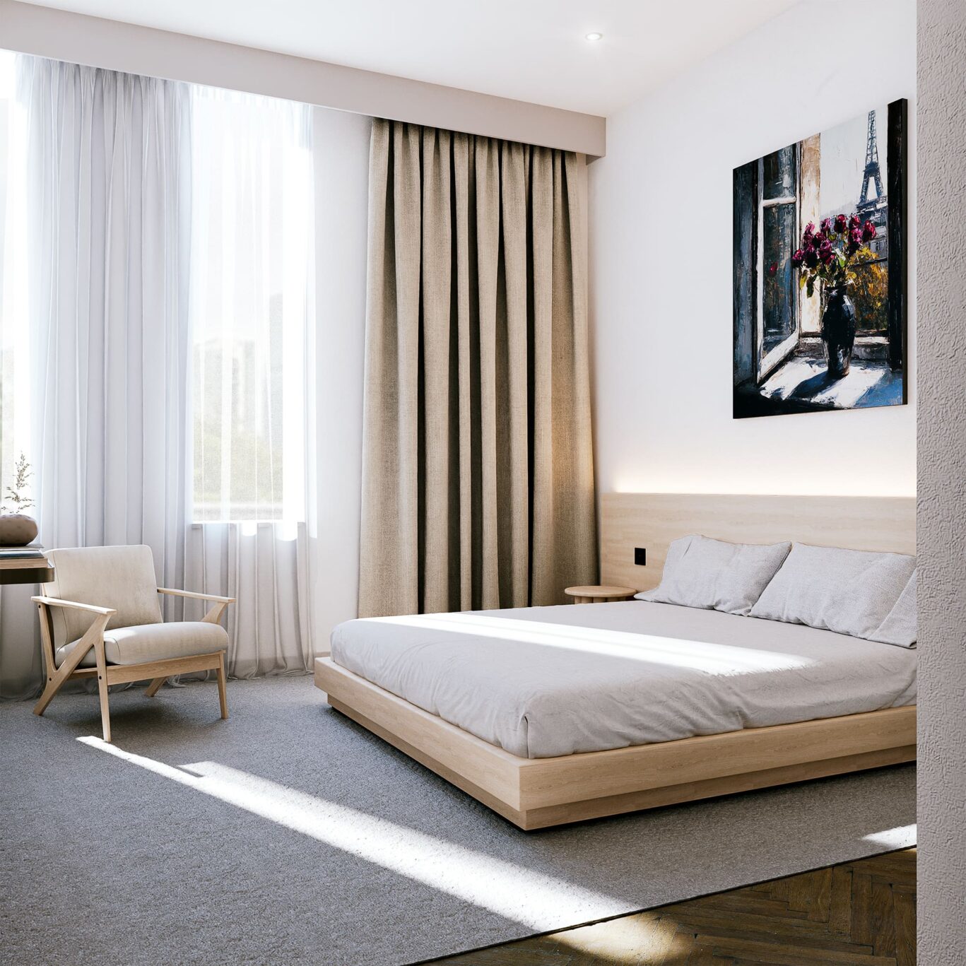 A bedroom at the Rebel Stay
